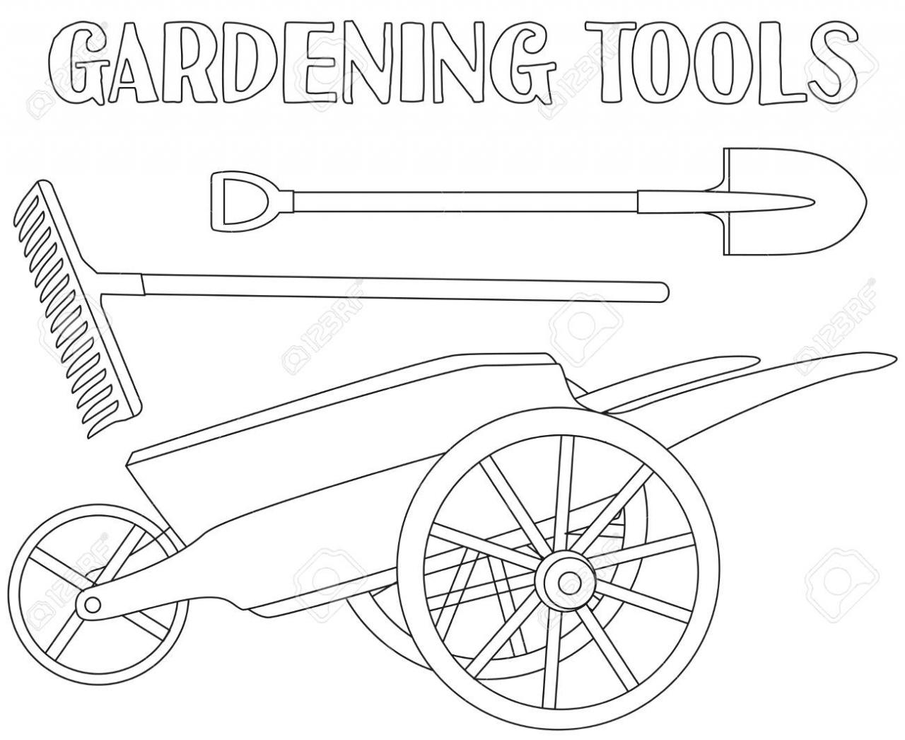 Gardening Tools Coloring Page  Tô Màu Dụng Cụ Nghề Nông HD Png Download   kindpng