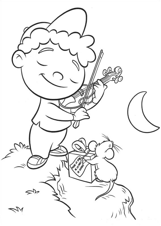 cậu bé chơi đàn violin dưới ánh trăng
